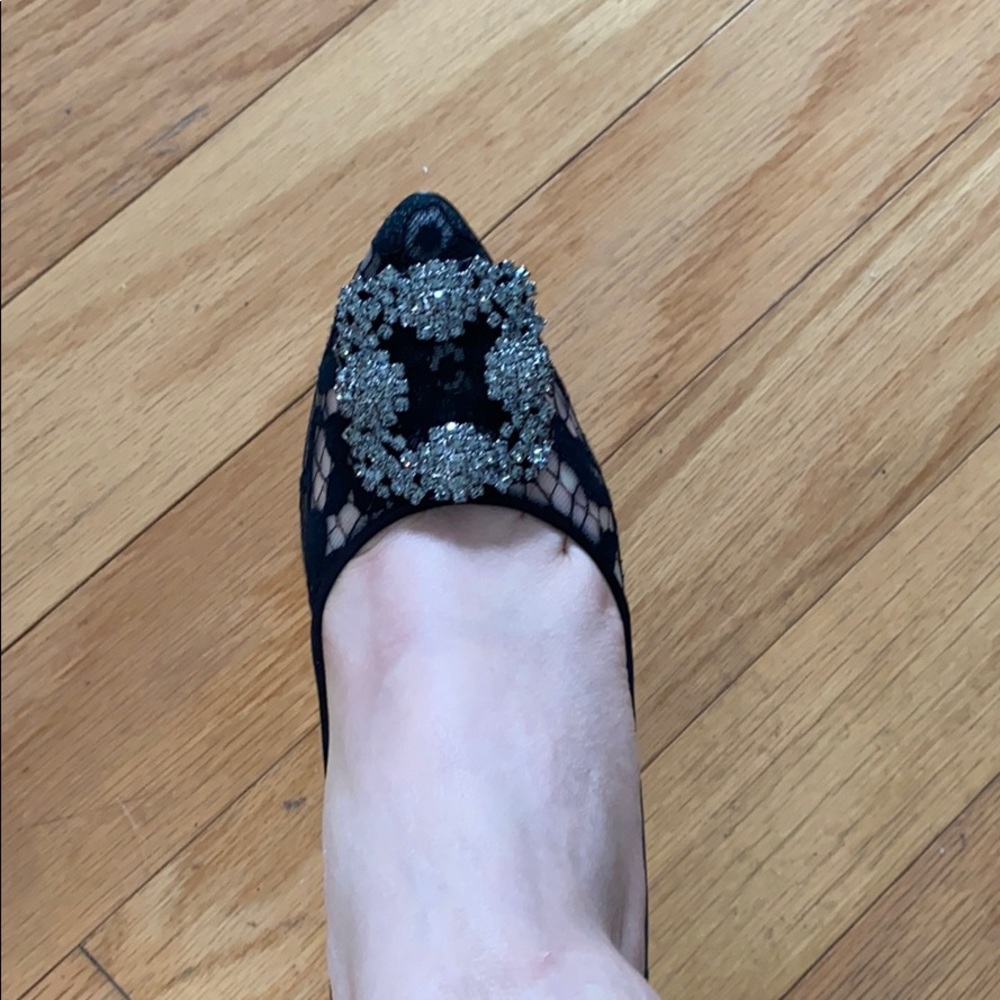 Manolo blahnik black lace hagisi pump heels - Picture 7 of 8